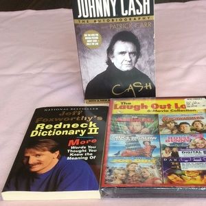 FINAL SALE PRICE Johnny Cash & Jeff Foxworthy Books & 6 Comedy DVD